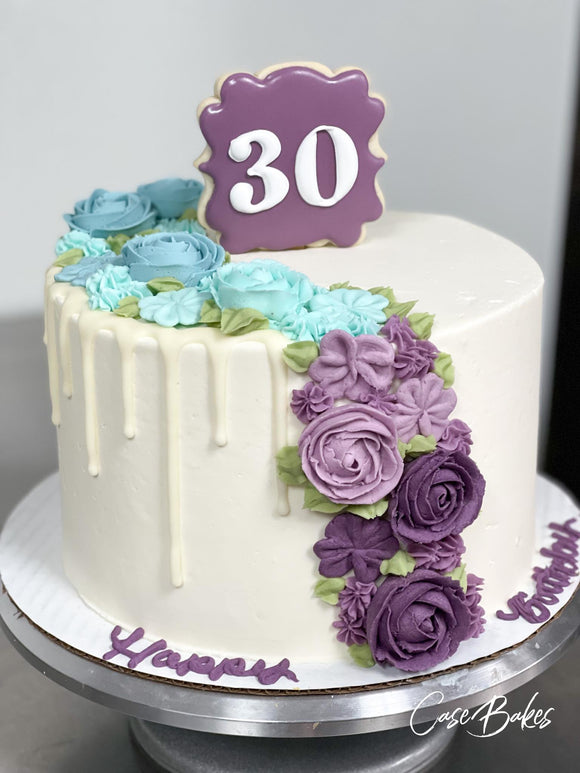 Floral cascading ombre cake
