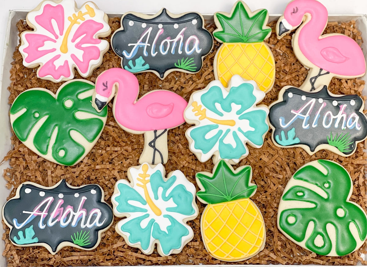 Tropical birthday themed Sugar Cookies - 1 Dozen – casebakes cookies