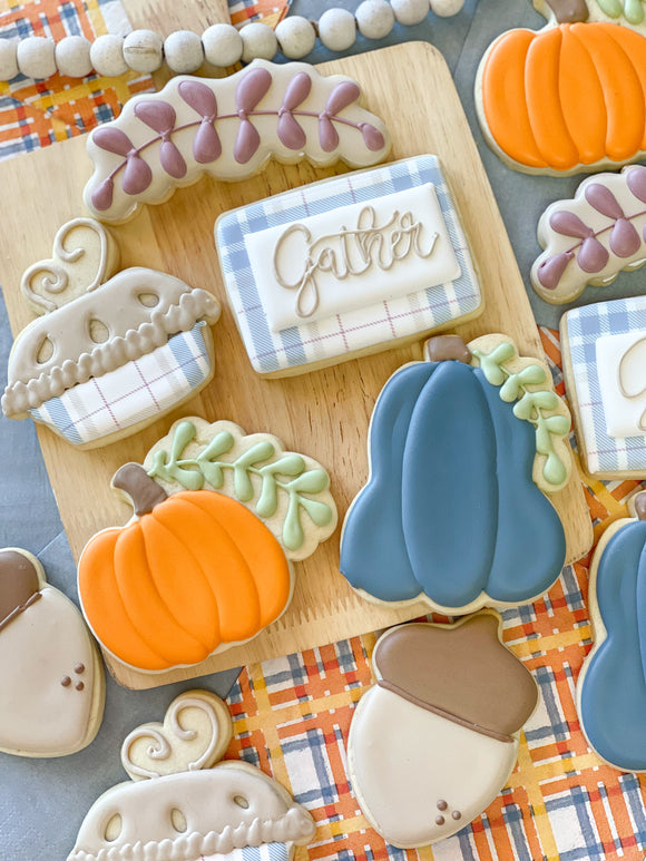 Thanksgiving Gather theme sugar cookies - 1 Dozen