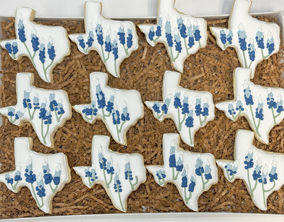 Texas Bluebonnet theme sugar cookies - 1 Dozen