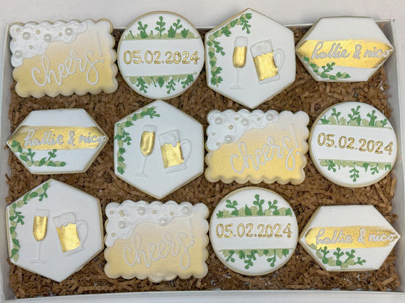 Cheers Engagement themed Sugar Cookies - 1 dozen