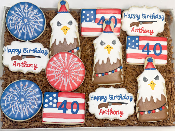 All American Birthday themed sugar cookies - 1 Dozen