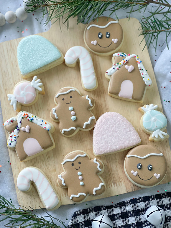 Gingerbread mini theme Christmas sugar cookies - 1 Dozen