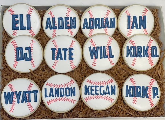 Baseball theme sugar cookies(2) - 1 Dozen