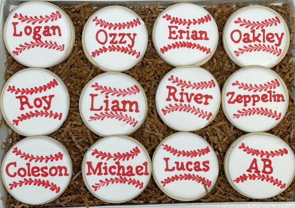 Baseball name sugar cookies - 1 Dozen