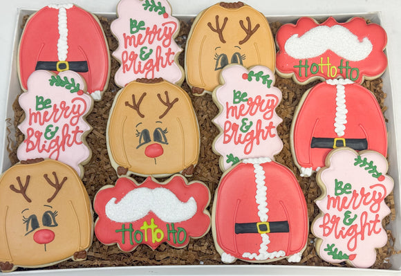 Santa Themed sugar cookies - 1 Dozen
