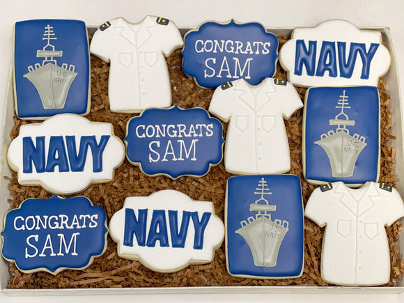 Navy themed Sugar Cookies(2) - 1 Dozen
