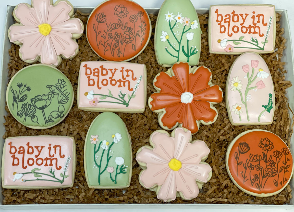 Baby in bloom baby shower Sugar Cookies (1) 1 dozen casebakes cookies