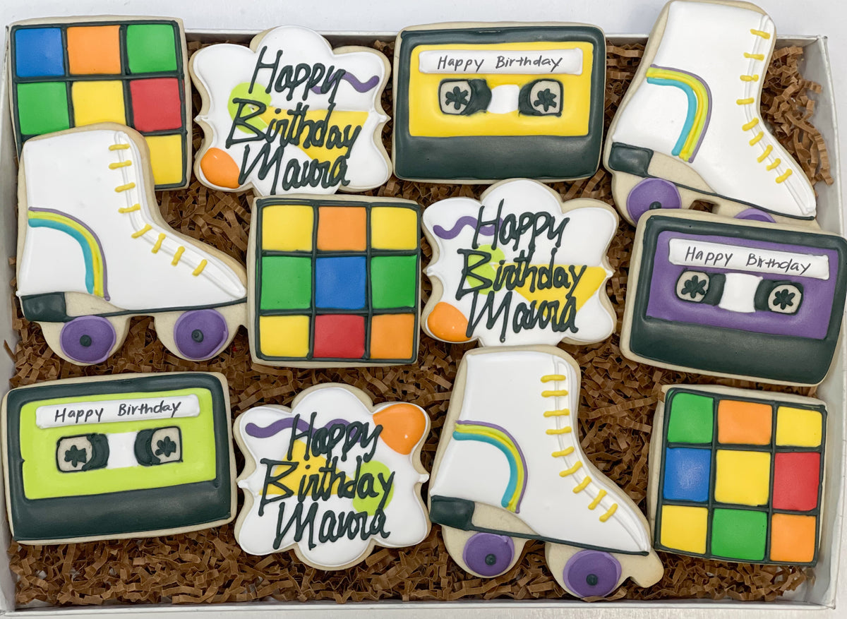 Skating 90's birthday sugar cookies - 1 Dozen – casebakes cookies