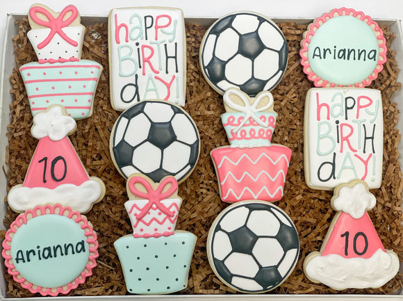 Soccer Birthday sugar cookies - 1 Dozen
