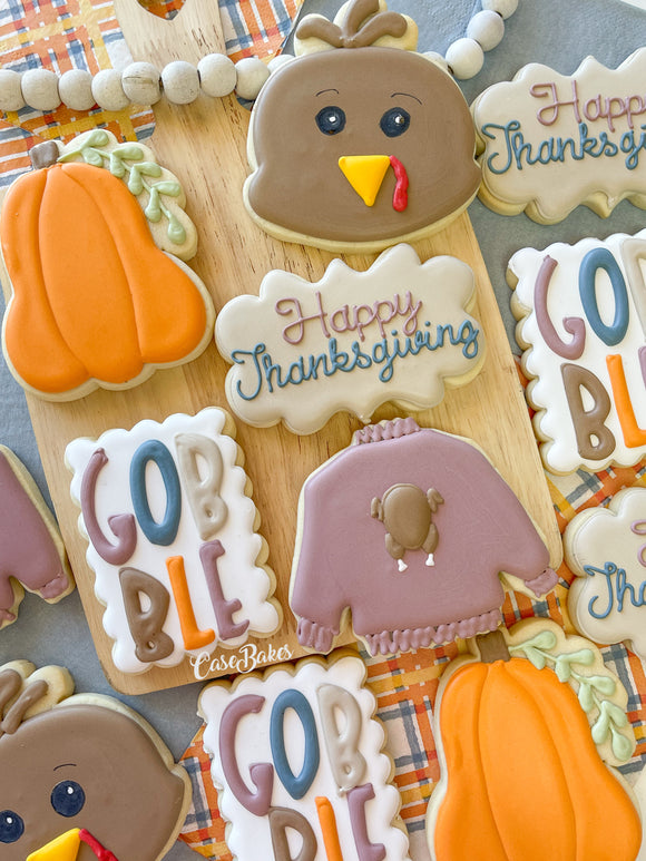 Thanksgiving Gobble theme sugar cookies - 1 Dozen