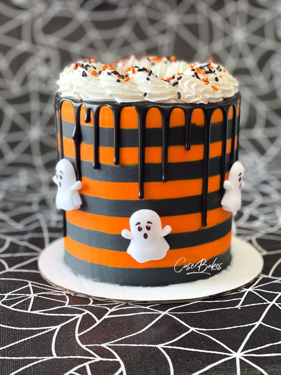 Halloween Striped Ghost Cake