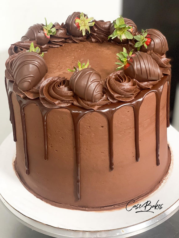 Chocolate Covered Strawberries drip cake