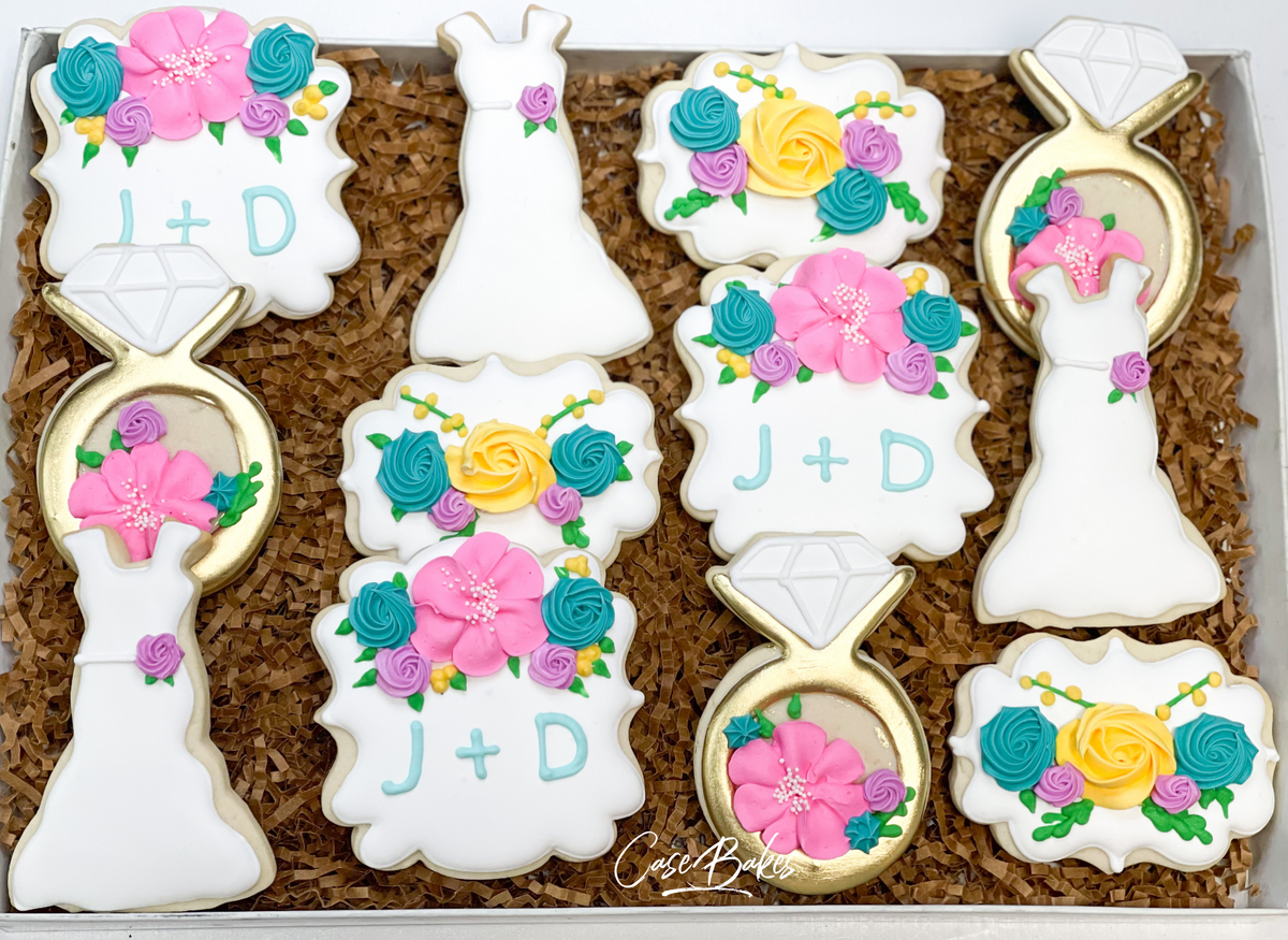 Floral Bridal Shower Cookies - 1 Dozen casebakes cookies Floral Bridal Shower Cookies - 1 Dozen casebakes cookies