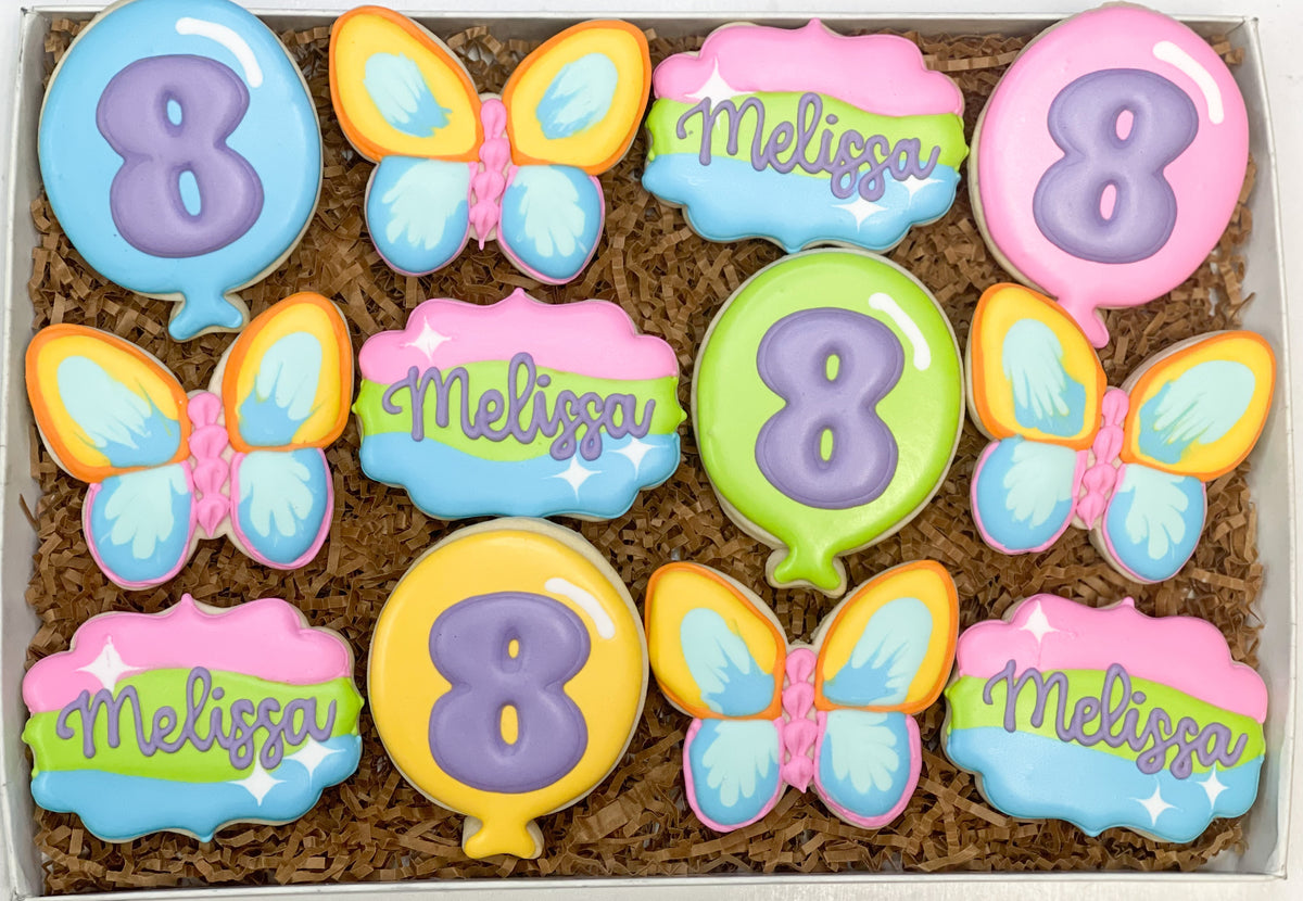 Butterfly Birthday sugar cookies - 1 Dozen – casebakes cookies