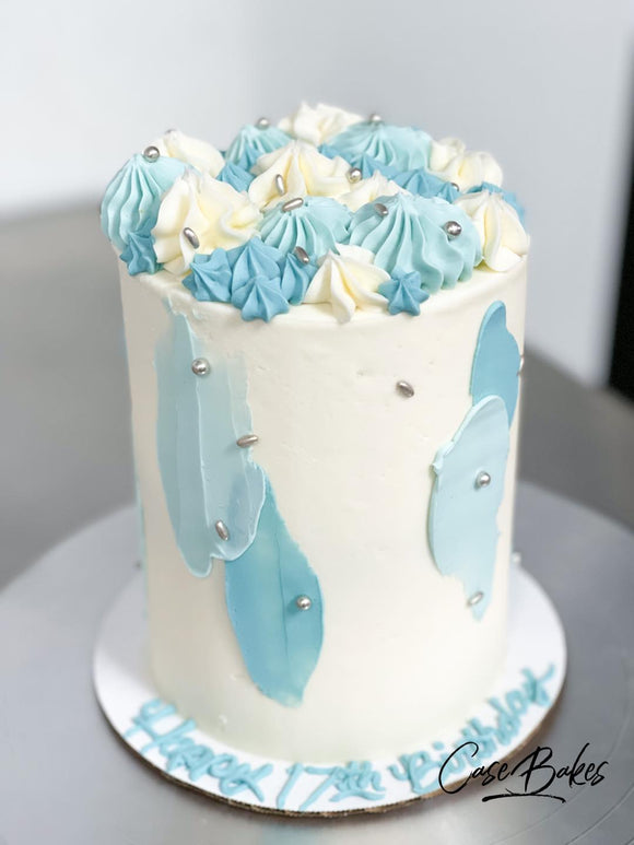 Blue Modern Swipe Cake