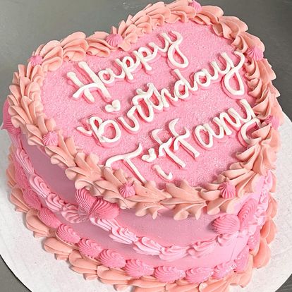 Shades of Pink Heart Birthday cake – casebakes cookies