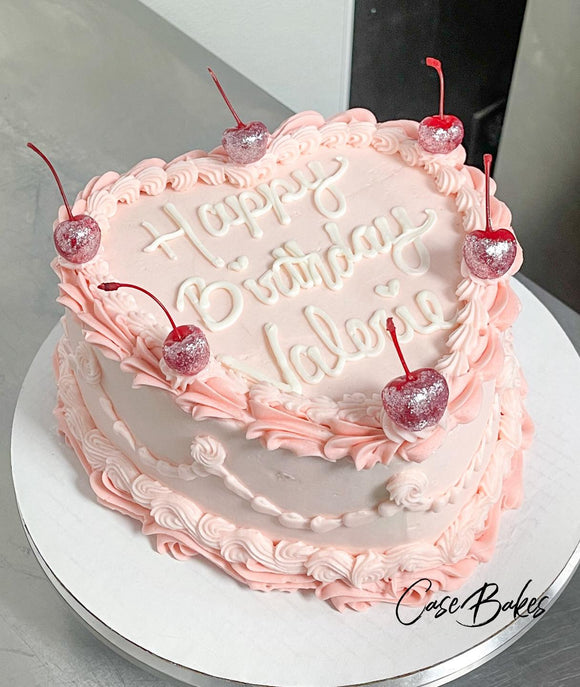 Cherry Glitter Heart Cake