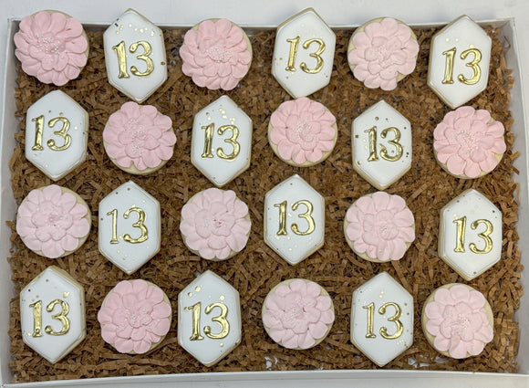 Mini Floral Birthday sugar Cookies - 2 Dozen