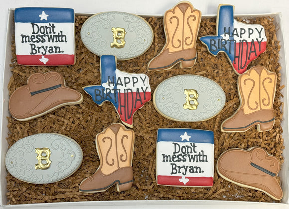 Texas Birthday theme sugar cookies - 1 Dozen