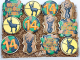Deer Hunting themed birthday sugar cookies - 1 Dozen