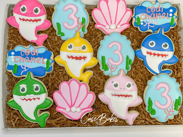 Shark birthday numbers sugar cookies offers