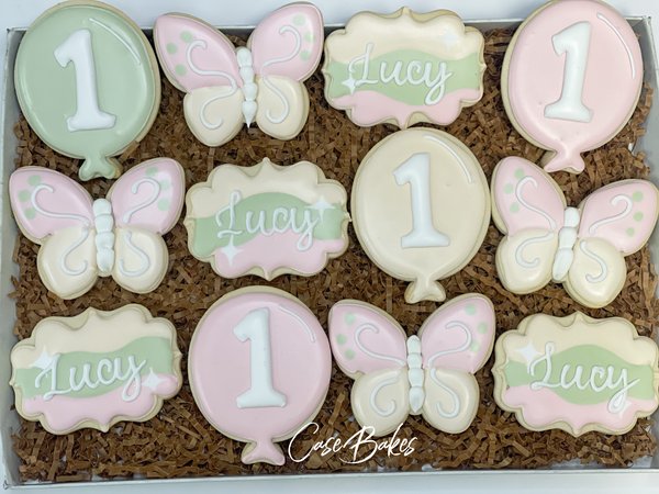 Butterfly Birthday sugar cookies (2) - 1 Dozen – casebakes cookies
