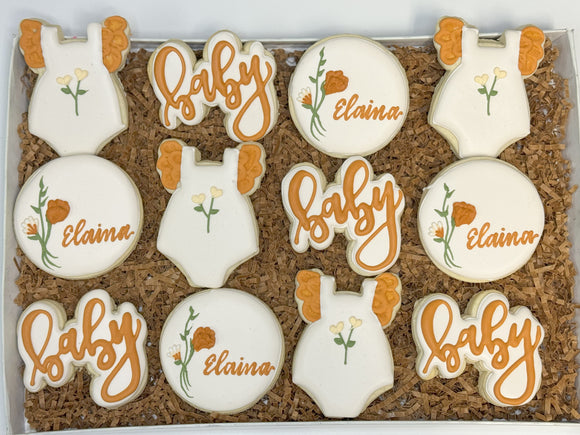 Floral Baby shower sugar cookies - 1 Dozen