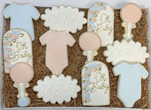 Modern gender reveal baby shower theme sugar cookies - 1 Dozen