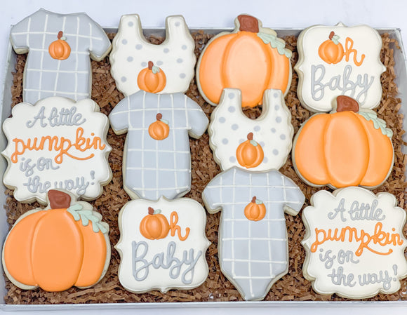 Pumpkin Baby Shower sugar cookies - 1 Dozen