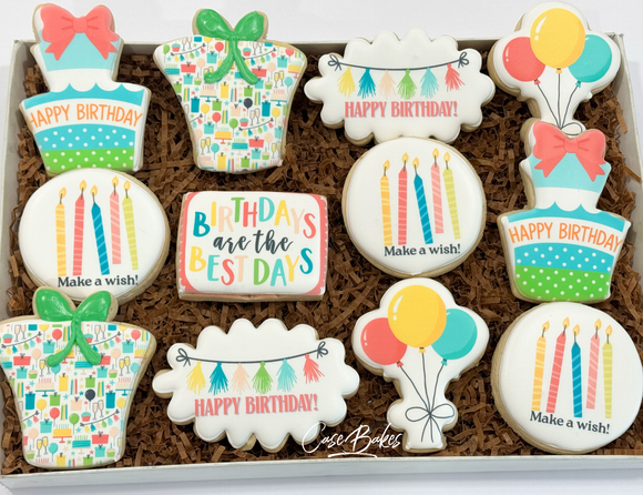 Birthday Printed sugar cookies - 1 Dozen