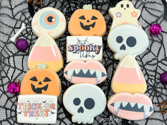 Halloween Pastel printed sugar cookies - 1 Dozen