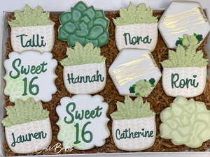 succulent wedding cookies Succulent Birthday Sugar cookies