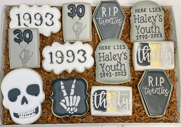 Death to my Youth birthday theme sugar cookies - 1 Dozen