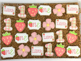 Strawberry Birthday mini sugar cookies - 2 Dozen