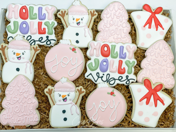 Holly Jolly Christmas Sugar Cookies - 1 Dozen