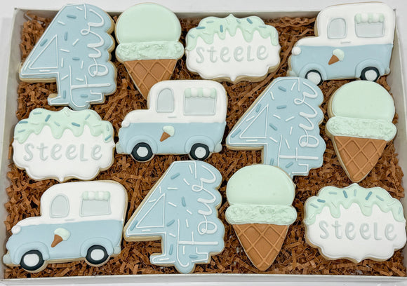 Ice Cream birthday Sugar cookies - 1 Dozen