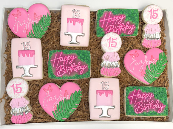 Neon Sign Birthday Sugar themed Cookies - 1 Dozen