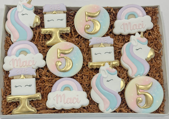 Unicorn birthday Sugar cookies - 1 Dozen