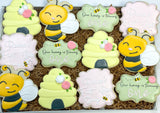 Bee-day Birthday theme sugar cookies - 1 Dozen