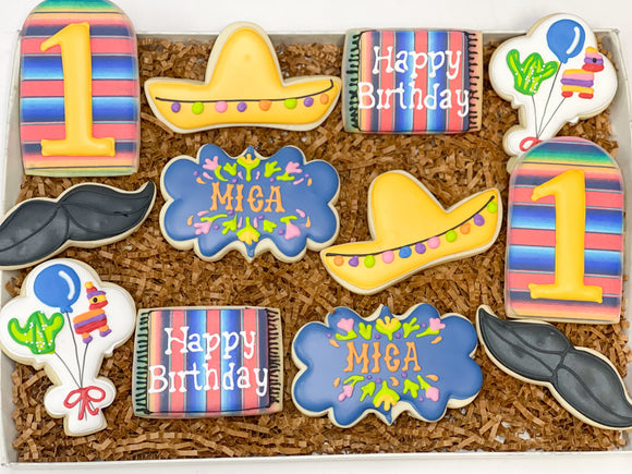 Fiesta Birthday theme sugar cookies - 1 Dozen