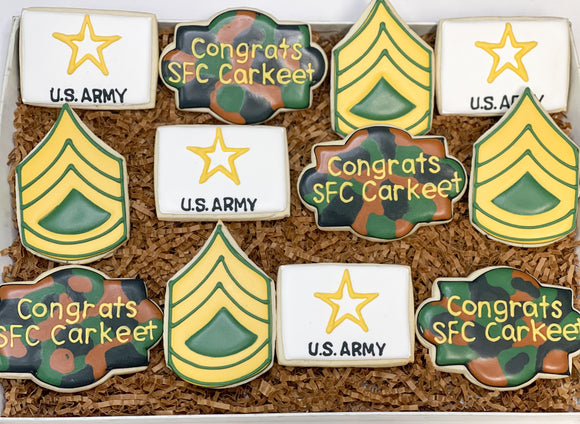 Army theme sugar cookies - 1 Dozen