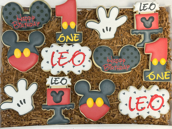 Mouse themed birthday Sugar Cookies - 1 dozen