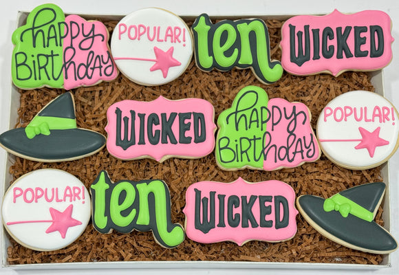 Wicked Birthday themed sugar cookies - 1 Dozen