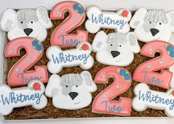 Dog Birthday theme sugar cookies - 1 Dozen