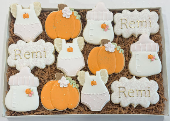 Girly pumpkin baby shower - Sugar cookies - 1 dozen