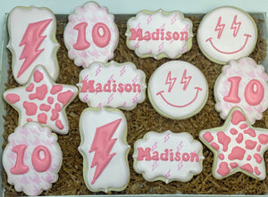 Preppy themed birthday Sugar cookies - 1 dozen