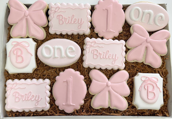Coquette birthday theme sugar cookies (3) - 1 Dozen