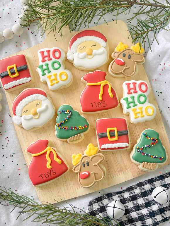 Santa mini theme Christmas sugar cookies - 1 Dozen
