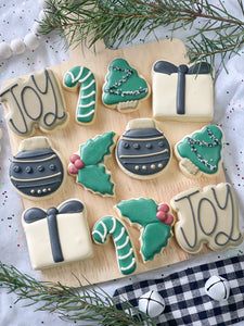 Modern mini theme Christmas sugar cookies - 1 Dozen